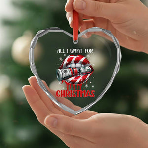 Funny All I Want For Xmas Is Money Heart Crystal Glass Ornament Candy Cane Lips TS11 Print Your Wear