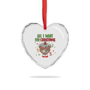 Funny All I Want For Xmas Is Money Heart Crystal Glass Ornament Xmas Melanin Black African American Hands TS11 Print Your Wear
