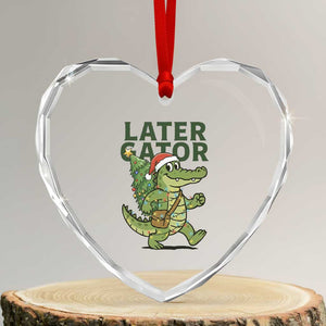 Funny Alligator Christmas Heart Crystal Glass Ornament Lator Gator TS14 Transparent Glass 3'' Heart Print Your Wear