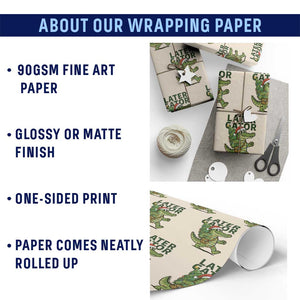 Funny Alligator Christmas Wrapping Paper Roll Lator Gator TS14 Print Your Wear