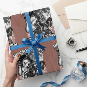 Funny Alpha Wolf Meme Wrapping Paper Roll Hide Your Wife The Alpha Is Here Humorous Cringe TS02 Mocha Print Your Wear