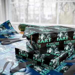 Funny Alpha Wolf Meme Wrapping Paper Roll If They Talk Behind Your Back Fart Humorous Cringe TS02 Black Print Your Wear
