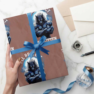 Funny Alpha Wolf Meme Wrapping Paper Roll I'll Protect You Kitten No Matter What Literally Me Male Werewolf TS02 Mocha Print Your Wear
