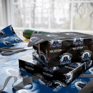 Funny Alpha Wolf Meme Wrapping Paper Roll I'll Protect You Kitten No Matter What Literally Me Male Werewolf TS02 Black Print Your Wear