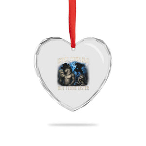 Funny Alpha Wolf Meme Heart Crystal Glass Ornament Vintage Bootleg Graphic Money Comes Fast But I Come Faster TS10 Print Your Wear
