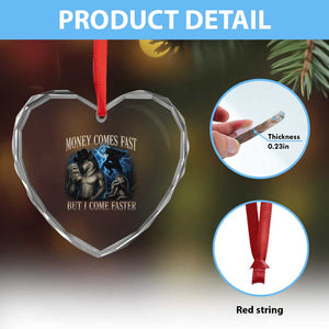 Funny Alpha Wolf Meme Heart Crystal Glass Ornament Vintage Bootleg Graphic Money Comes Fast But I Come Faster TS10 Print Your Wear