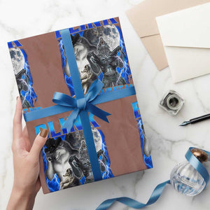 Funny Alpha Wolf Meme Wrapping Paper Roll Blink If You Want Me Bootleg Cringe Humor TS10 Mocha Print Your Wear
