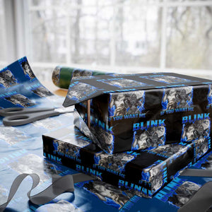 Funny Alpha Wolf Meme Wrapping Paper Roll Blink If You Want Me Bootleg Cringe Humor TS10 Black Print Your Wear