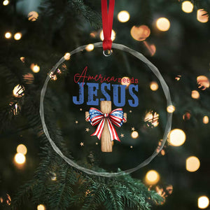 Funny America Needs Jesus Crystal Glass Ornament 4th Of July Patriotic Christian Coquette Bow TS11 Print Your Wear