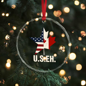 Funny American Canadan Crystal Glass Ornament US EH Canada Maple Leaf America Star Flag TS02 Print Your Wear