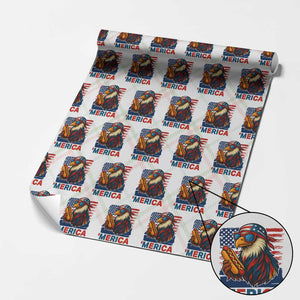 Funny American Eagle Eating Hot Dog Wrapping Paper Roll 4th Of July Party Patriotic USA Flag TS02 Christmas Plaid Print Your Wear