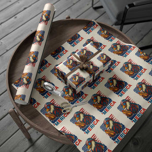 Funny American Eagle Eating Hot Dog Wrapping Paper Roll 4th Of July Party Patriotic USA Flag TS02 Beige Print Your Wear