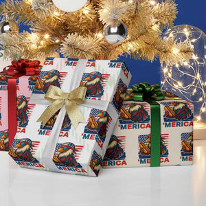 Funny American Eagle Eating Hot Dog Wrapping Paper Roll 4th Of July Party Patriotic USA Flag TS02 Print Your Wear