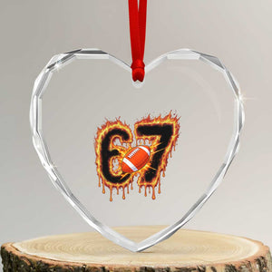 Funny American Football Six Seven Heart Crystal Glass Ornament Fire Drip 67 Meme TS12 Transparent Glass 3'' Heart Print Your Wear
