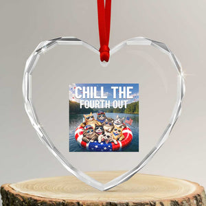 Funny Americana Cat Squad Heart Crystal Glass Ornament Chill The Fourth Out TS12 Transparent Glass 3'' Heart Print Your Wear