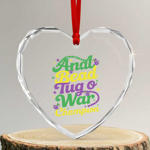 Funny Anal Bead Tug O War Mardi Gras Heart Crystal Glass Ornament Fat Tuesday Carnival Adult Humor TS11 Transparent Glass 3'' Heart Print Your Wear