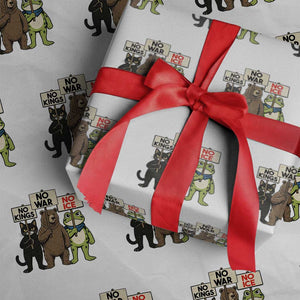 Funny Animal Protest Wrapping Paper Roll No Kings No Wars No Ice TS12 White Print Your Wear