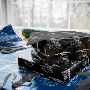 Funny Anti Valentine Wrapping Paper Roll Cupid Missed Again TS14 Black Print Your Wear