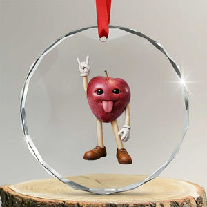 Funny Apple With Face Wapple Meme Crystal Glass Ornament TS12 Transparent Glass 3'' Circle Print Your Wear