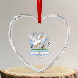 Funny Argentina Soccer Goose Heart Crystal Glass Ornament Football Fan Graphic