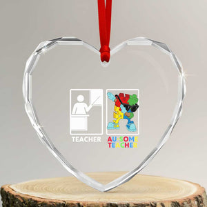 Funny Au Some Teacher Heart Crystal Glass Ornament Autism Acceptance Special Education Gift