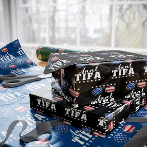 Funny Aunt Tifa Wrapping Paper Roll Political Satire American Flag Sunglasses TS11 Black Print Your Wear