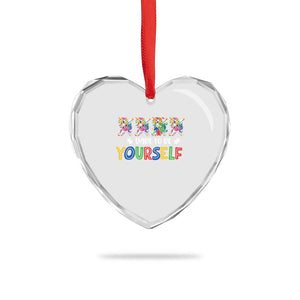 Funny Autism Awareness Dare To Be Yourself Heart Crystal Glass Ornament Dabbing Unicorn TS11 Print Your Wear