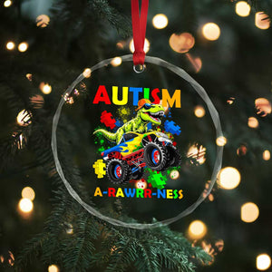Funny Autism Awareness Dinosaur Crystal Glass Ornament Autism Arawrrness Monster Truck Puzzle Pieces TS11 Print Your Wear