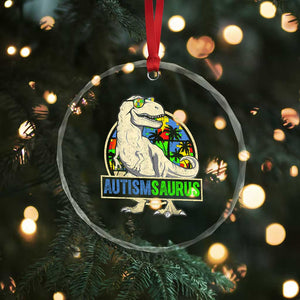 Funny Autism Awareness Dinosaur Crystal Glass Ornament Autismsaurus Puzzle Pieces TS11 Print Your Wear