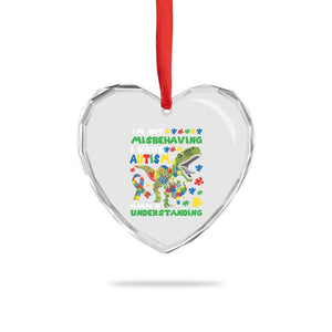 Funny Autism Awareness Dinosaur Heart Crystal Glass Ornament I'm Not Misbehaving I Have Autism Please Be Understanding TS11 Print Your Wear