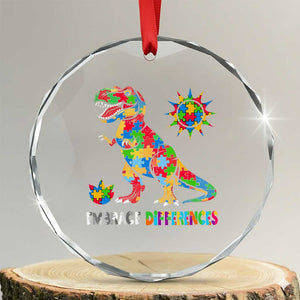 Funny Autism Awareness Embrace Differences Crystal Glass Ornament Puzzle Dinosaur TS11 Transparent Glass 3'' Circle Print Your Wear