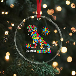 Funny Autism Awareness Embrace Differences Crystal Glass Ornament Puzzle Dinosaur TS11 Print Your Wear