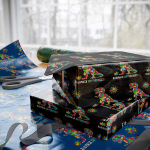 Funny Autism Awareness Embrace Differences Wrapping Paper Roll Puzzle Dinosaur TS11 Black Print Your Wear