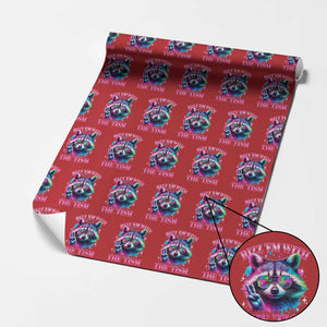 Funny Autism Awareness Racoon Wrapping Paper Roll Rizz Em With The Tism Meme Autistic TS11 Red Print Your Wear