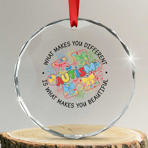 Funny Autism Awareness What Makes You Different Is What Makes You Beautiful Crystal Glass Ornament Coquette Puzzle TS11 Transparent Glass 3'' Circle Print Your Wear