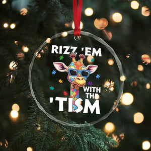 Funny Autism Giraffe Crystal Glass Ornament Rizz Em With The Tism TS02 Print Your Wear