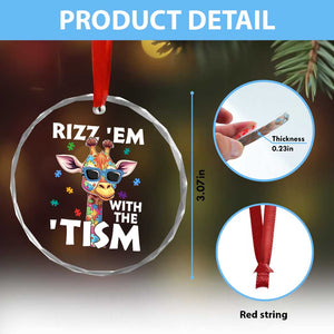 Funny Autism Giraffe Crystal Glass Ornament Rizz Em With The Tism TS02 Print Your Wear