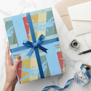 Funny Aviation Pilot Wrapping Paper Roll Be Nice I Might Be Your Piolot Someday TS14 Light Blue Print Your Wear