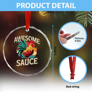 Funny Awesome Sauce Rooster Crystal Glass Ornament Vintage Retro Chicken TS11 Print Your Wear