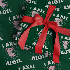 Funny Axolotl Ice Skating Wrapping Paper Roll I Axel Alotl Winter Sport TS11 Green Print Your Wear