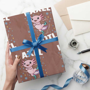 Funny Axolotl Ice Skating Wrapping Paper Roll I Axel Alotl Winter Sport TS11 Mocha Print Your Wear