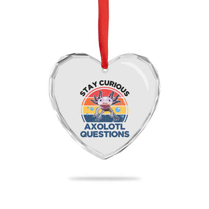 Funny Axolotl Pun Heart Crystal Glass Ornament I Stay Curious Axolotl Question Retro TS02 Print Your Wear