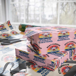 Funny Axolotl Pun Wrapping Paper Roll I Stay Curious Axolotl Question Retro TS02 Light Pink Print Your Wear