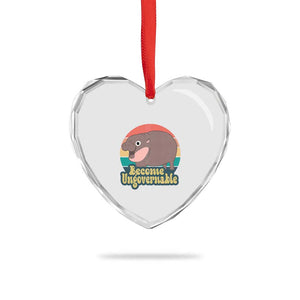 Funny Baby Hippo Moo Deng Heart Crystal Glass Ornament Become Ungovernable Retro TS02 Print Your Wear
