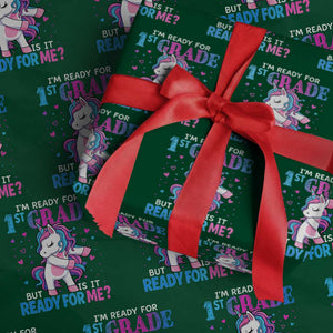 Funny Back To School 1st Grade Wrapping Paper Roll First Grade Unicorn Girls TS10 Green Print Your Wear