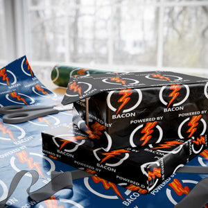 Funny Bacon Lover Wrapping Paper Roll Powered By Bacon Cured Pork Master TS02 Black Print Your Wear