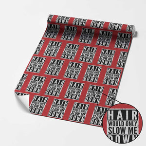 Funny Bald Men Gift Wrapping Paper Roll Hair Would Only Slow Me Down