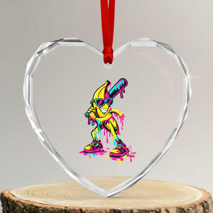 Funny Banana Baseball Drip Ice Cream Splatter Heart Crystal Glass Ornament TS11 Transparent Glass 3'' Heart Print Your Wear