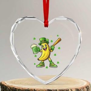 Funny Banana Baseball Player Gift Heart Crystal Glass Ornament St Patricks Day TS12 Transparent Glass 3'' Heart Print Your Wear