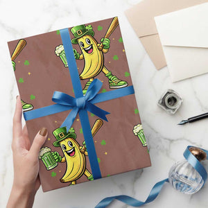 Funny Banana Baseball Player Gift Wrapping Paper Roll St Patricks Day TS12 Mocha Print Your Wear